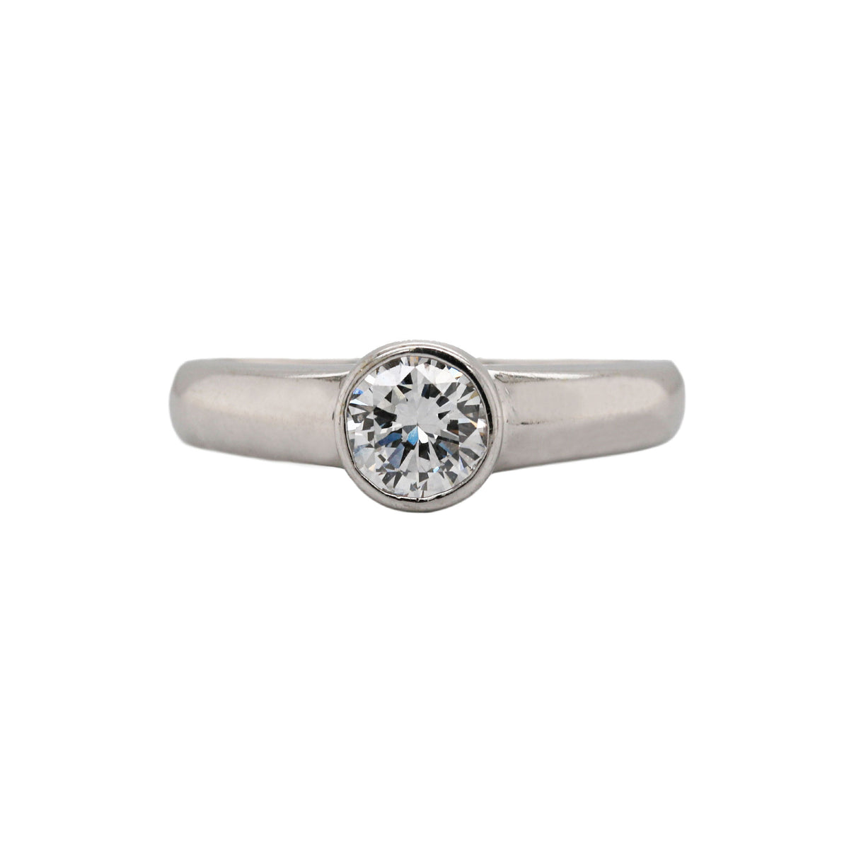 Bezel Set Solitaire Diamond White Gold Ring