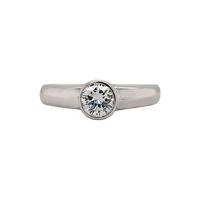 Bezel Set Solitaire Diamond White Gold Ring