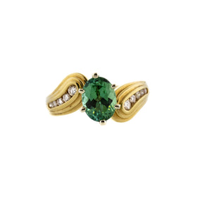 Tourmaline & Diamond Yellow Gold Ring