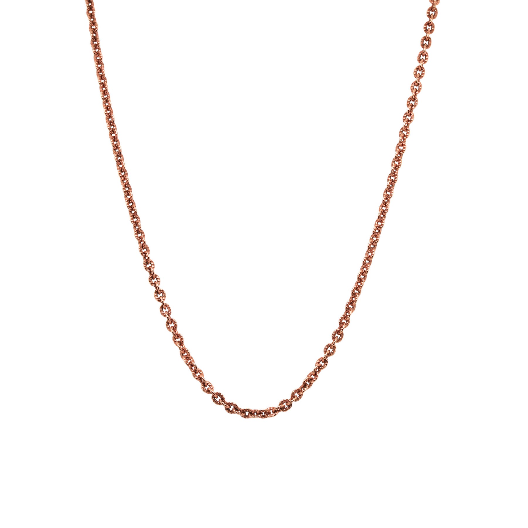 -Fancy Ridged Rose Gold Cable Chain
