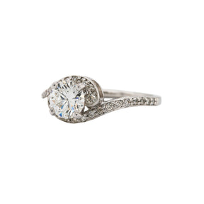 Round Brilliant Cut Diamond Bypass Swirl Ring