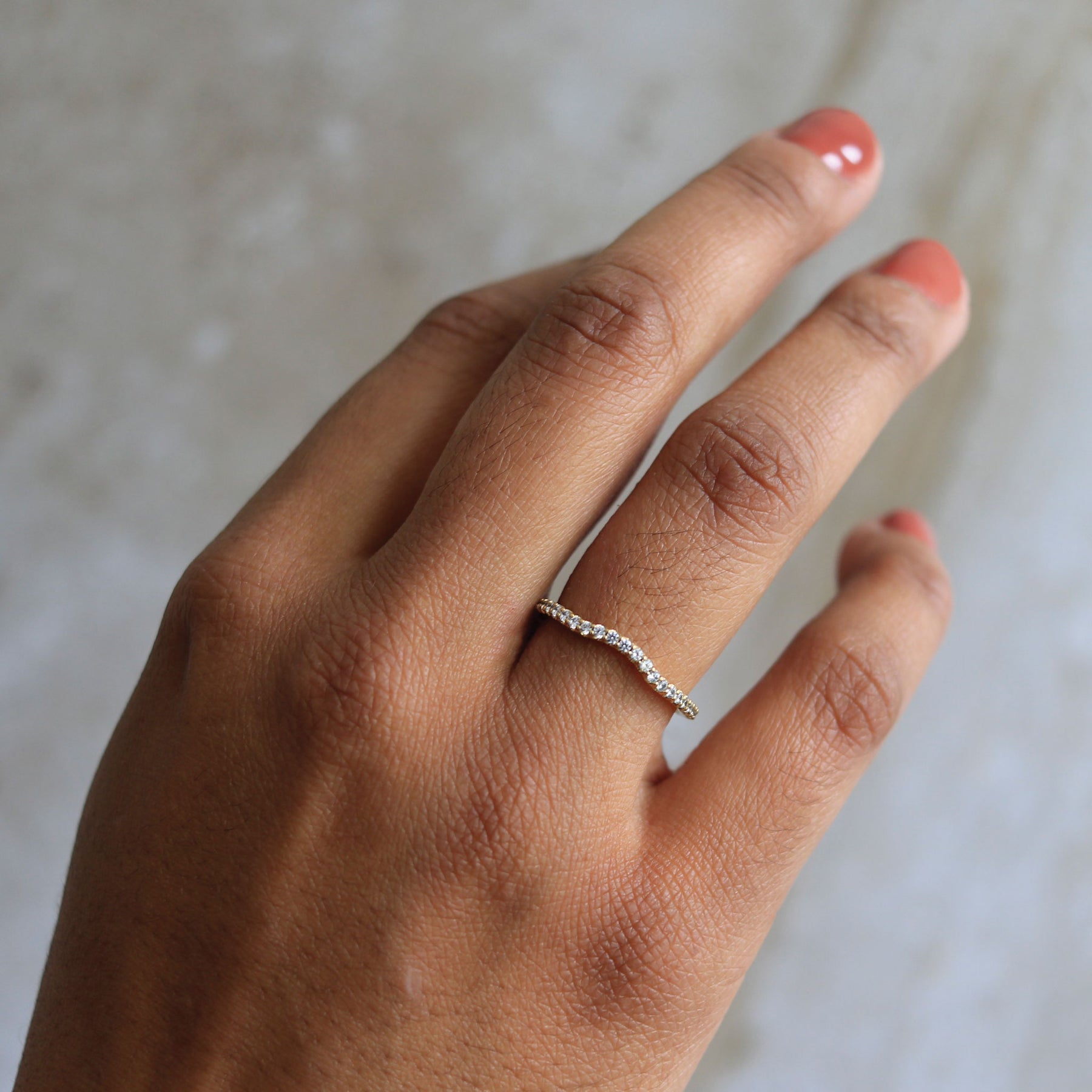 Diamond Contour 14K Yellow Gold Wedding Band