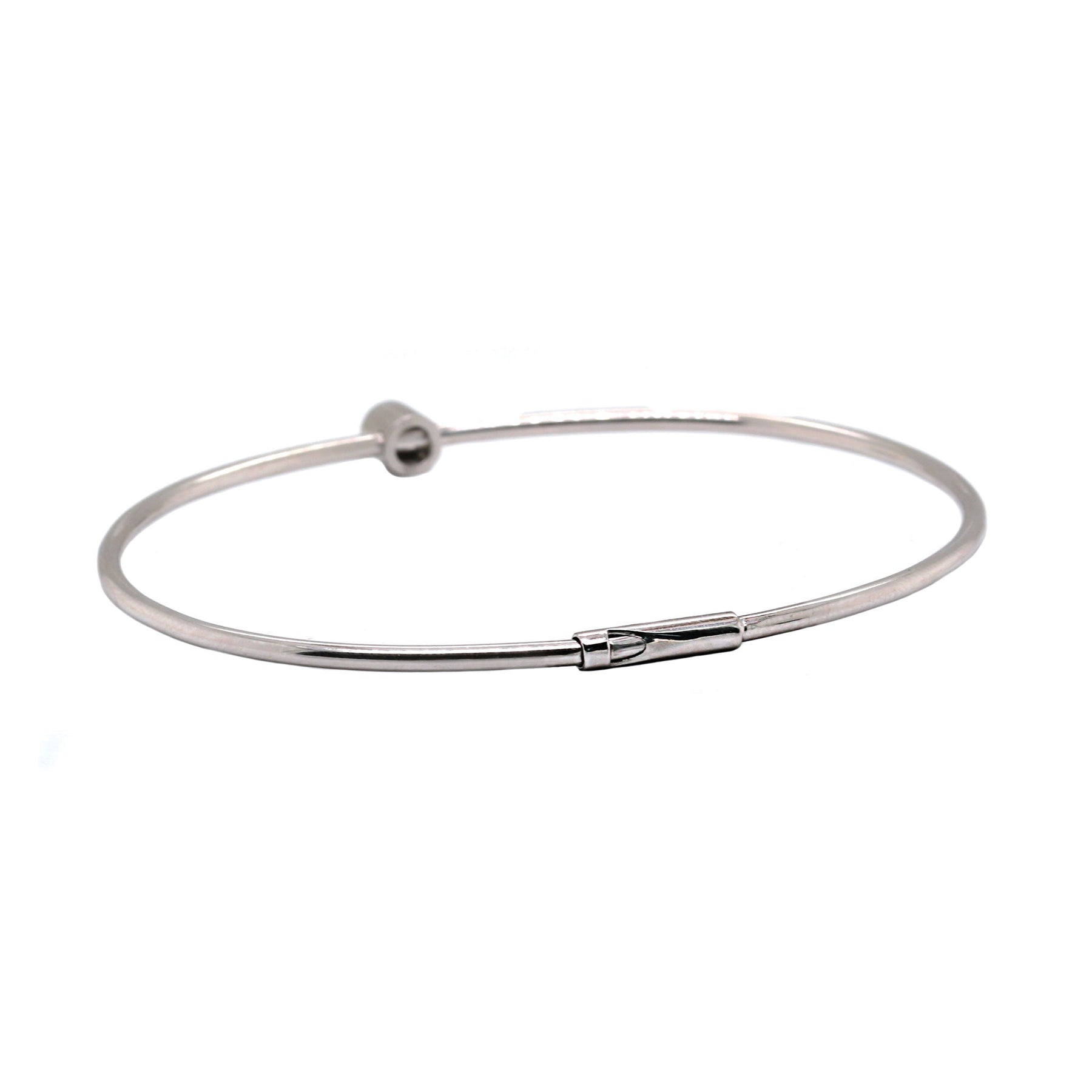 Diamond Solitaire White Gold Bangle Bracelet