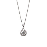 Freeform 18K White Gold Solitaire Diamond Pendant Necklace