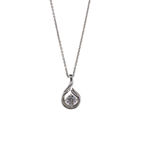 Freeform 18K White Gold Solitaire Diamond Pendant Necklace