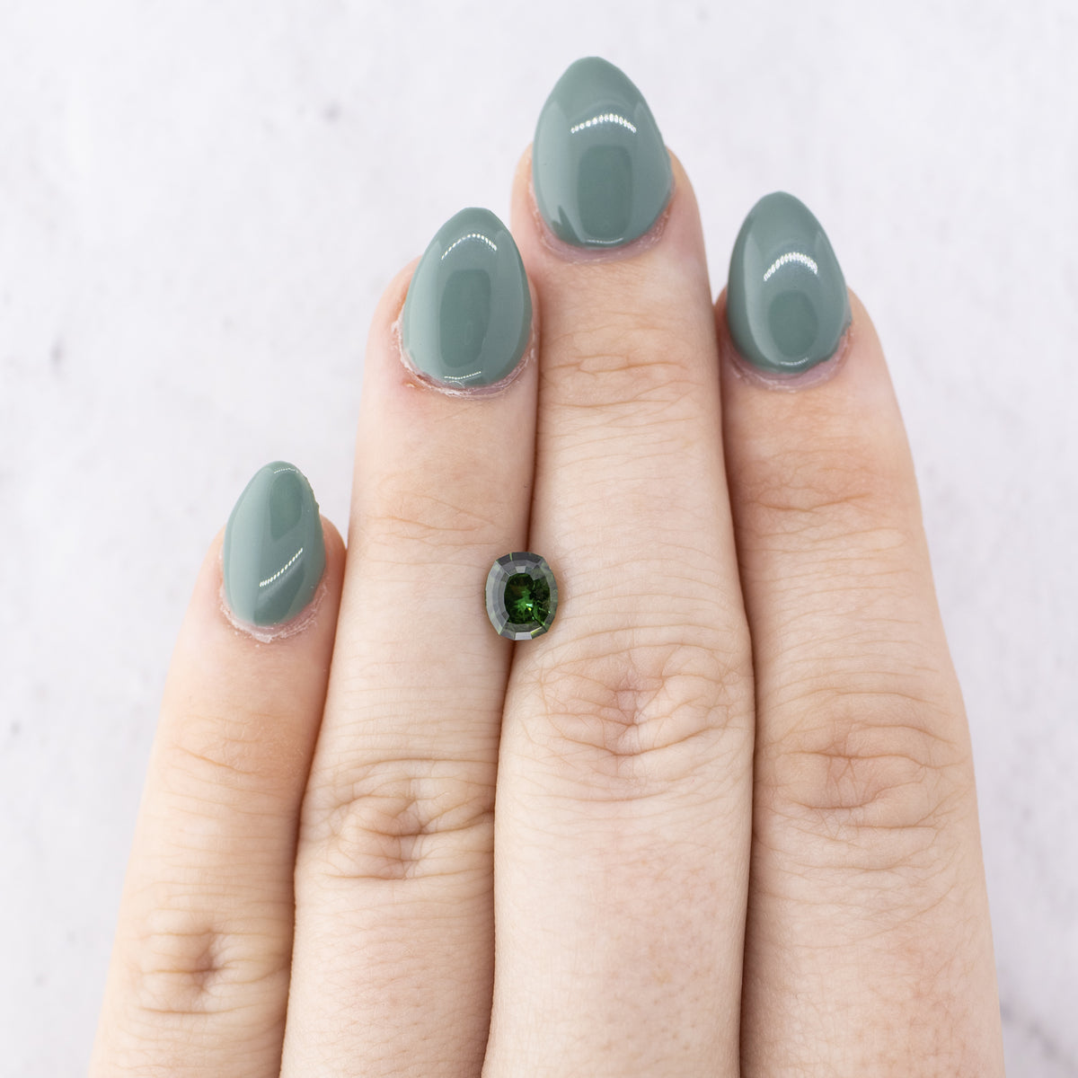 1.11ct Custom Cushion Cut Natural Green Sapphire