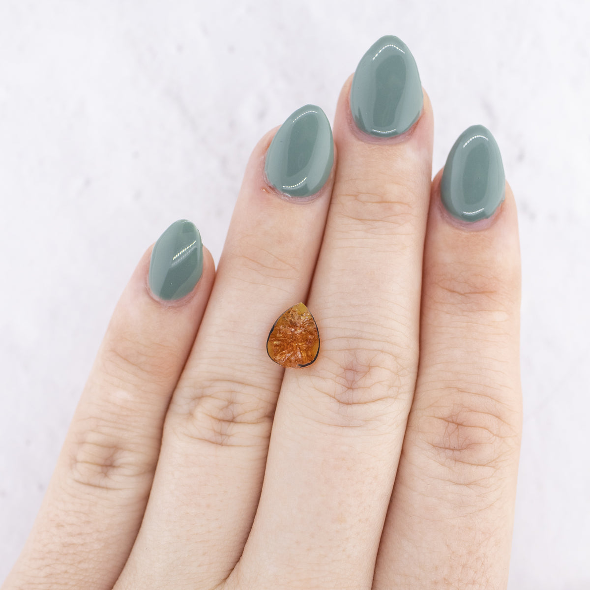 -2.06ct Pear Rose Cut Salt & Pepper Orange Diamond