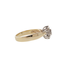 White & Yellow Gold Floral Diamond Cluster Ring