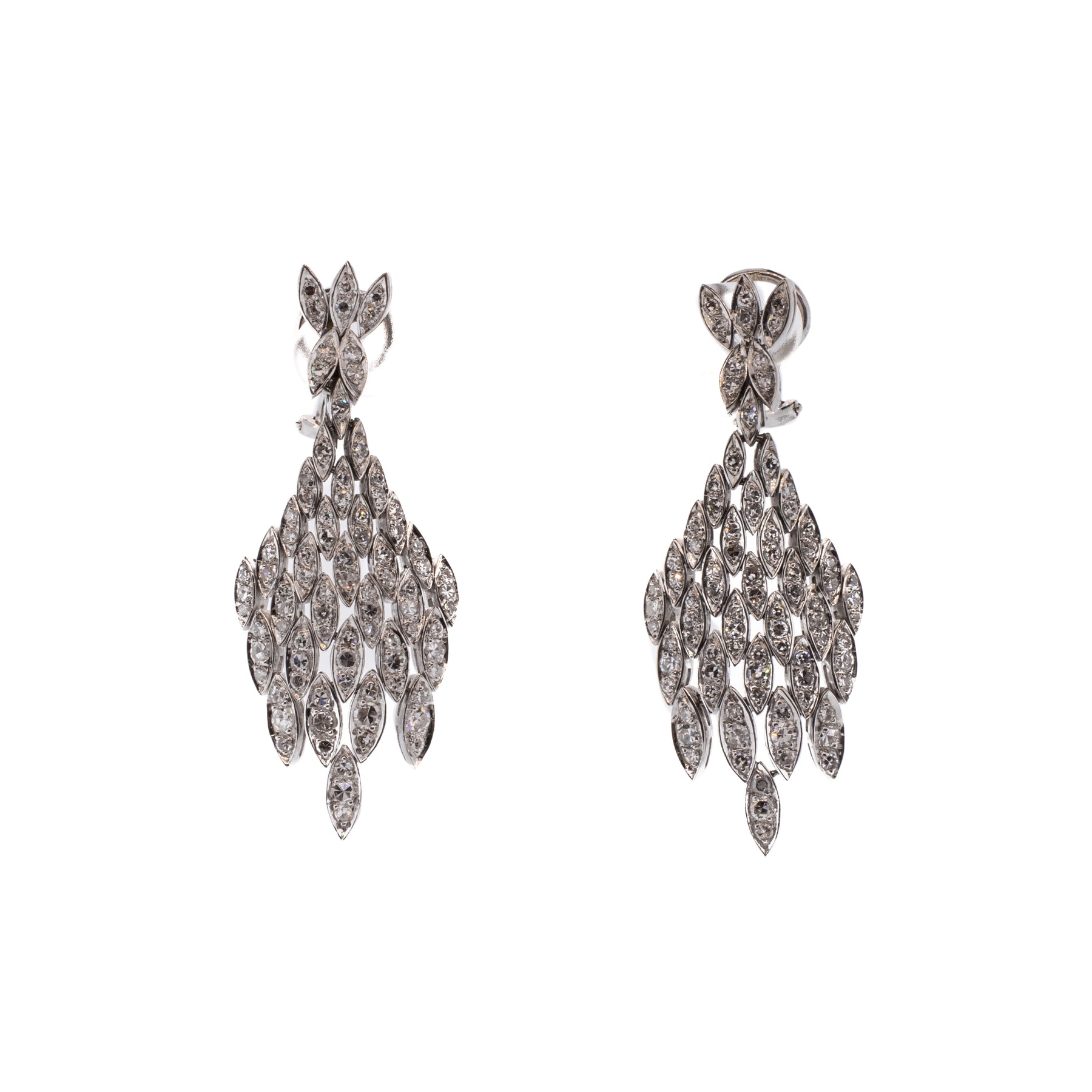 Art Deco Diamond Waterfall Dangle Earrings