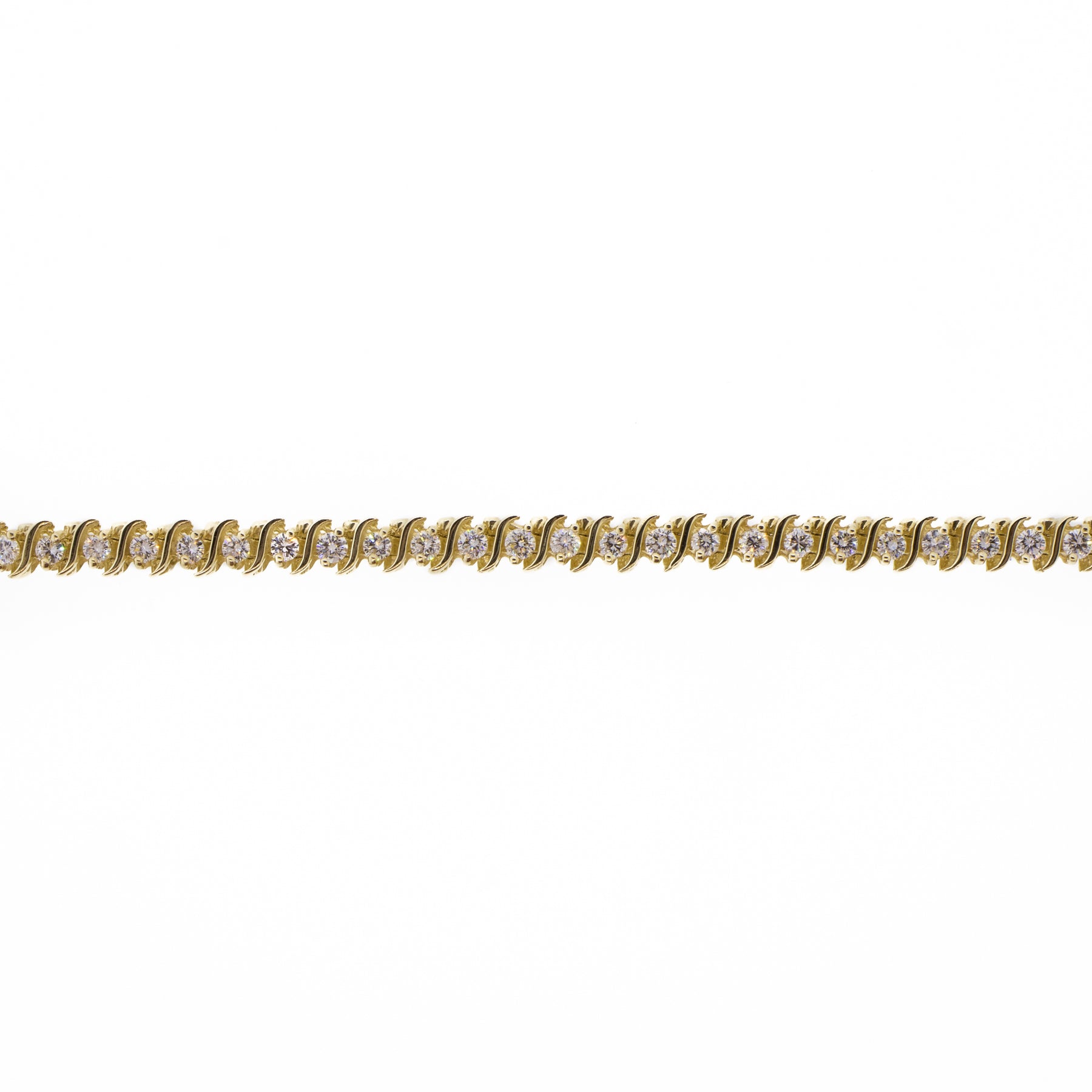 Yellow Gold and Natural Diamond Tennis Line Bracelet