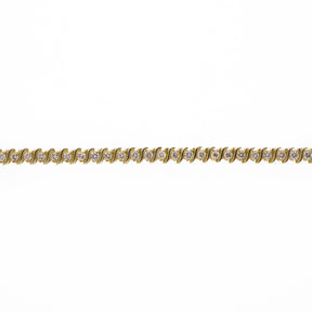 Yellow Gold and Natural Diamond Tennis Line Bracelet