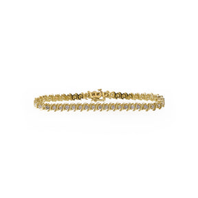 Yellow Gold and Natural Diamond Tennis Line Bracelet