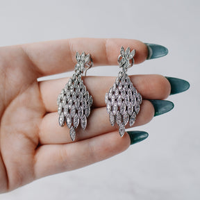 Art Deco Diamond Waterfall Dangle Earrings