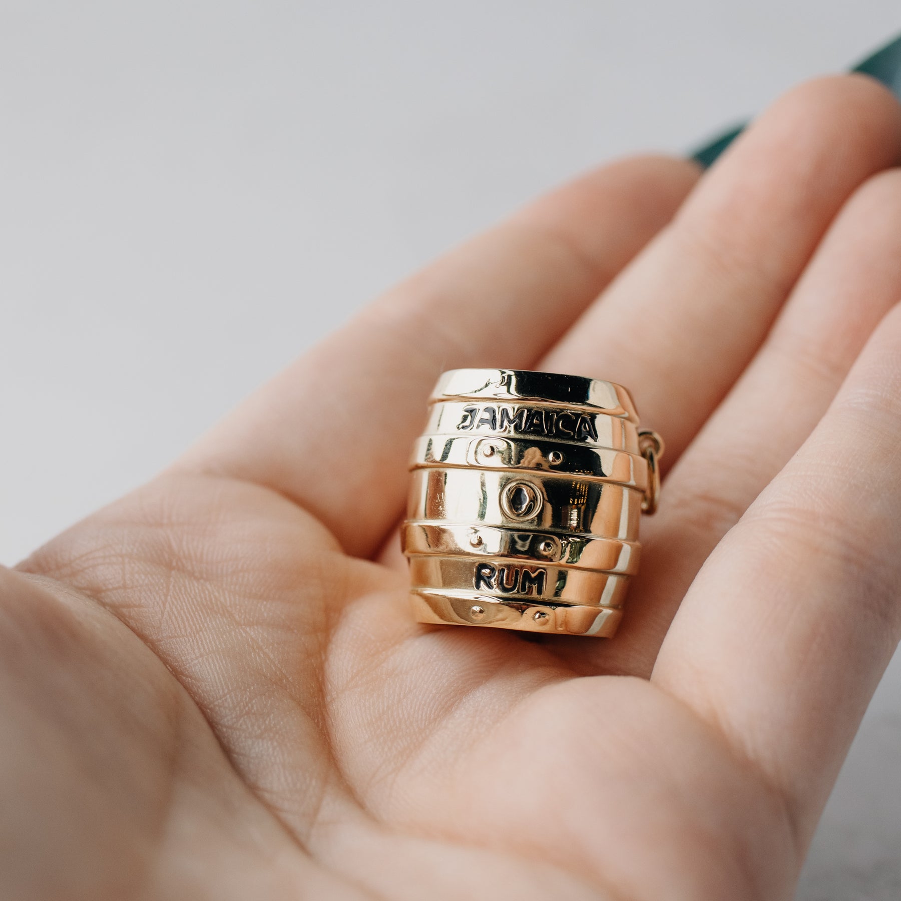 14K Yellow Gold Jamaican Rum Barrel Charm