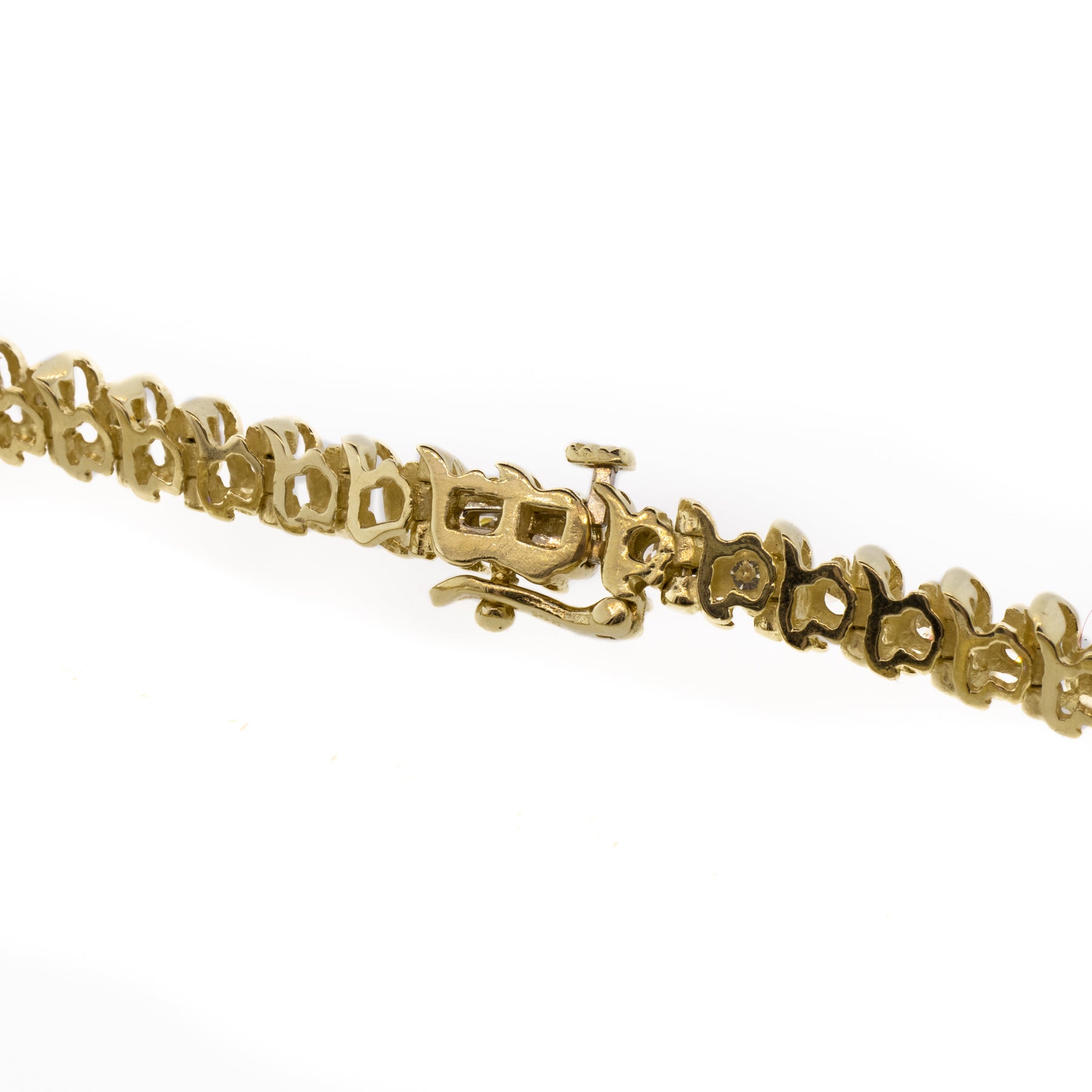 Yellow Gold and Natural Diamond Tennis Line Bracelet