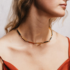 14K Yellow Gold Rectangle Link Necklace