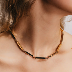 14K Yellow Gold Rectangle Link Necklace