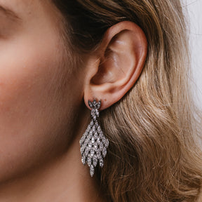 Art Deco Diamond Waterfall Dangle Earrings