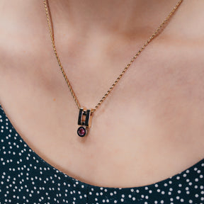 Geometric Pink Sapphire 14K Yellow Gold Necklace