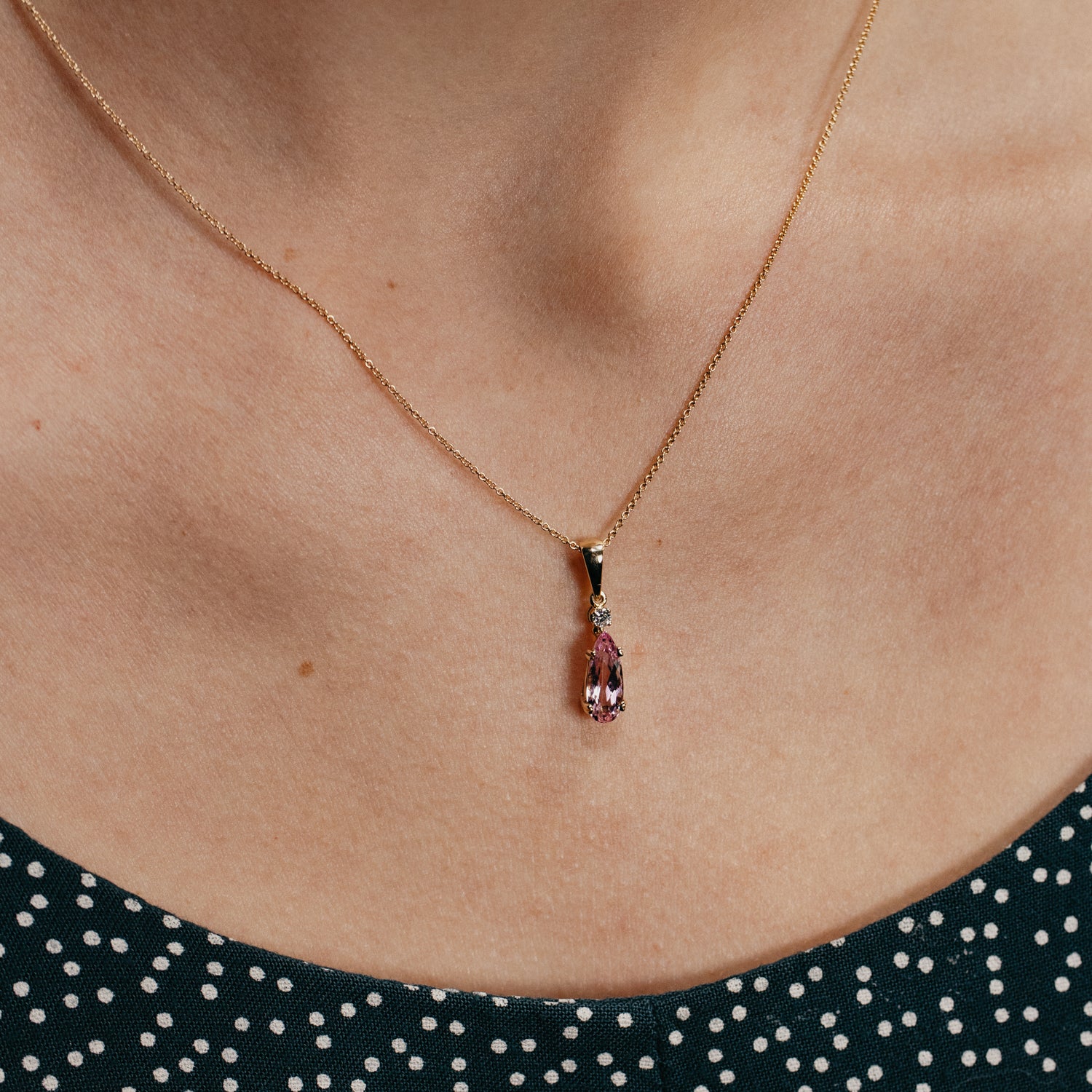 Natural Imperial Topaz and Diamond Necklace