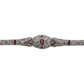 Ruby and Diamond Art Deco Style 14K White Gold Bracelet
