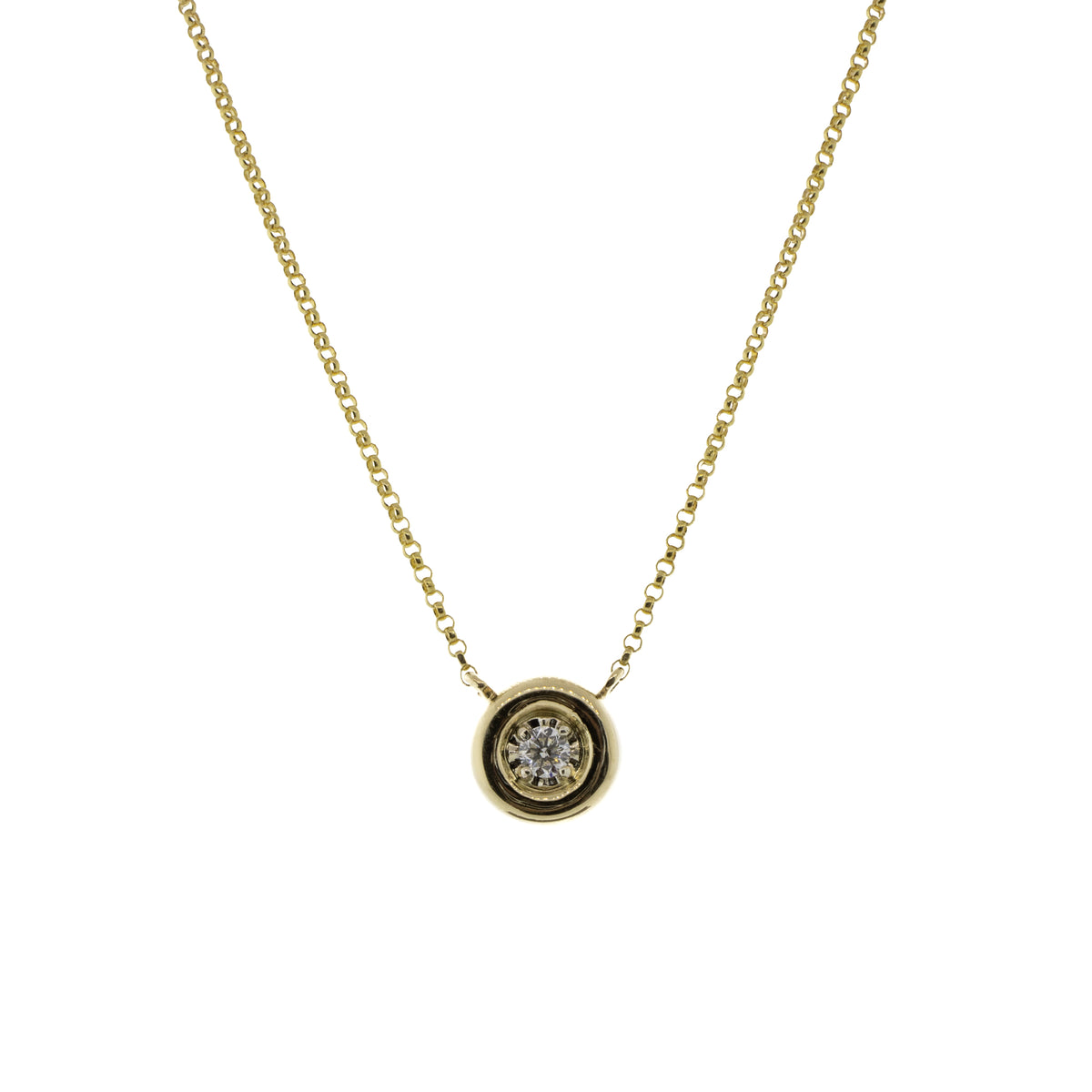 14K Yellow Gold .25ct Diamond Pendant Station Necklace