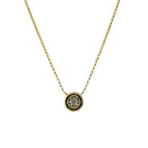 14K Yellow Gold .25ct Diamond Pendant Station Necklace