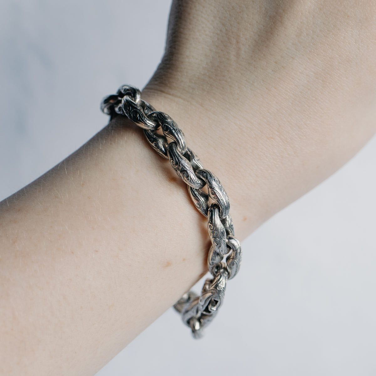 Sterling Silver and Yellow Gold Heavy Link Bracelet