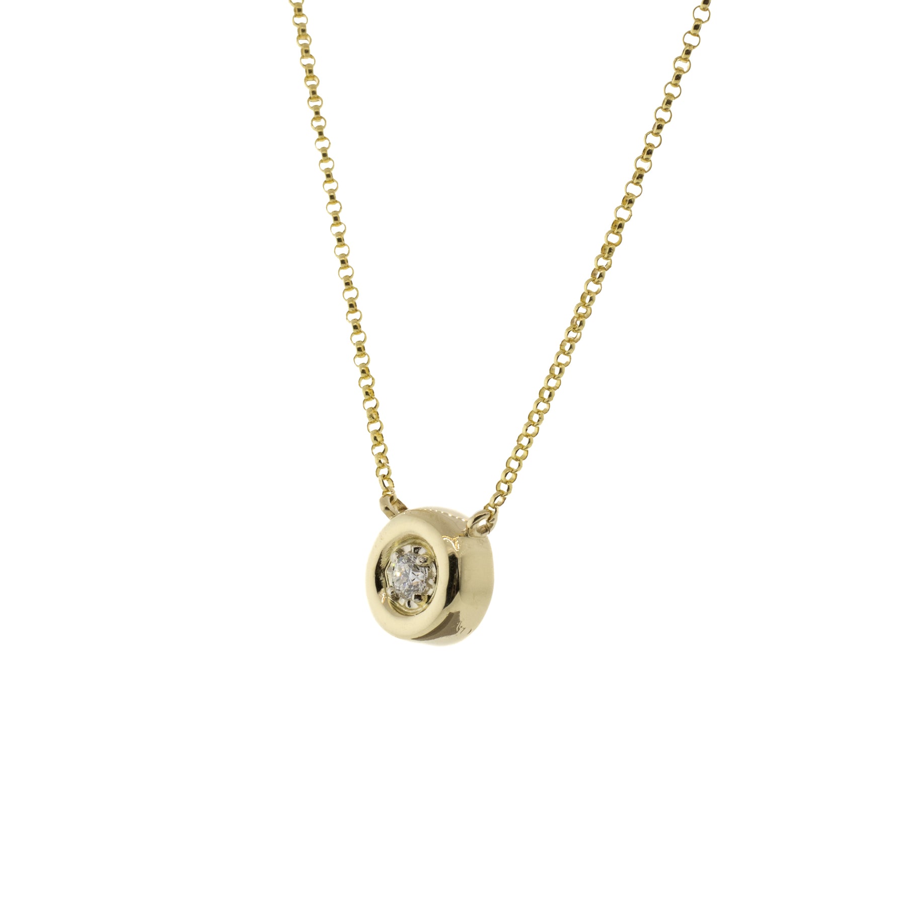 14K Yellow Gold .25ct Diamond Pendant Station Necklace