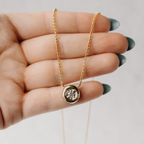 14K Yellow Gold .25ct Diamond Pendant Station Necklace