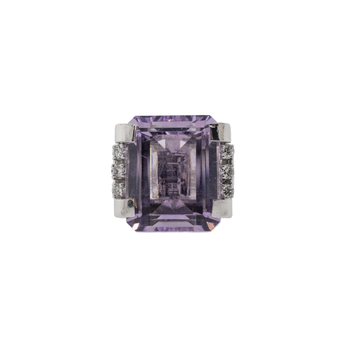 24ct Emerald Cut Kunzite and Diamond Ring