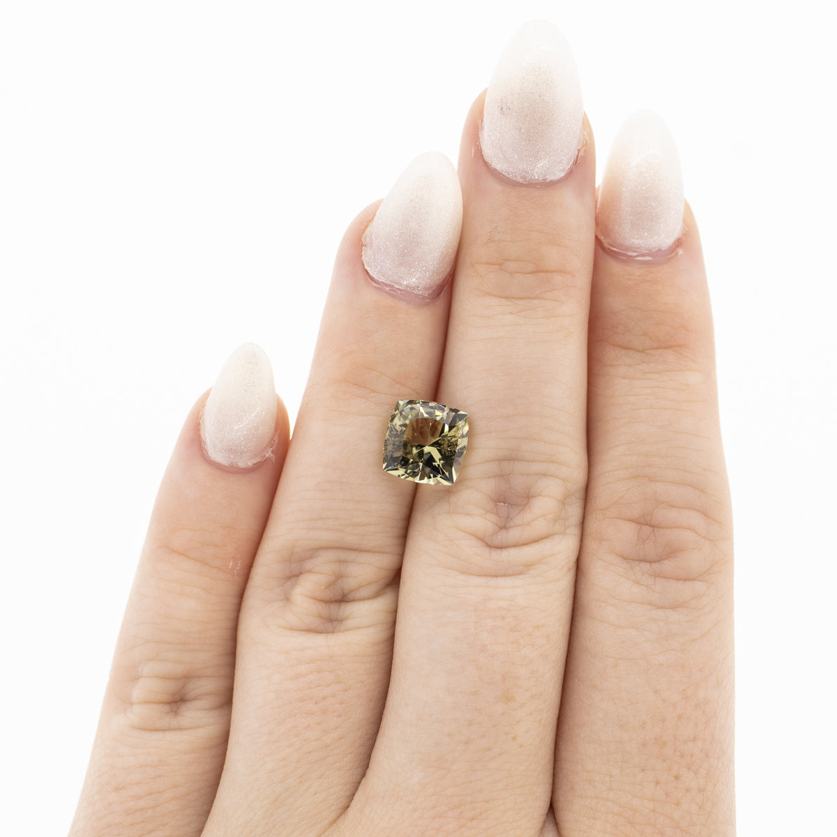 -3.34ct Cushion Olive Green Natural Tourmaline