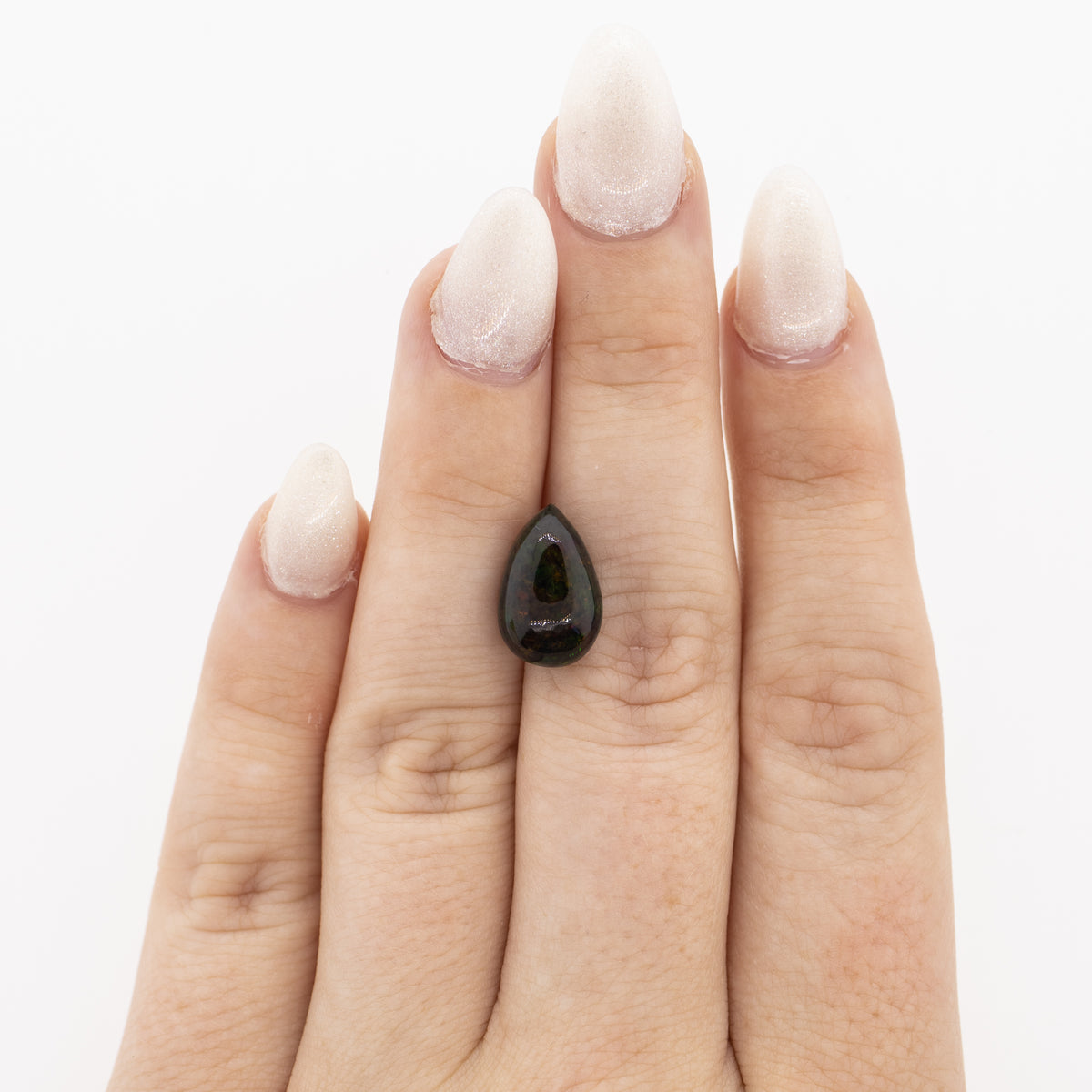 -3.49ct Pear Shaped Cabochon Cut Natural Black Opal