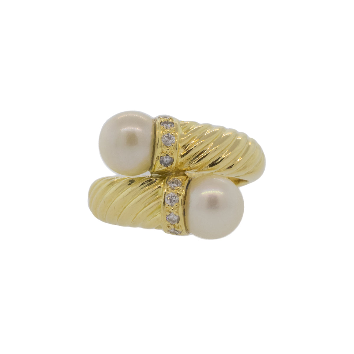 Akoya Pearl and Diamond Bypass Ring