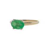 East-West Oval Emerald Solitaire Ring