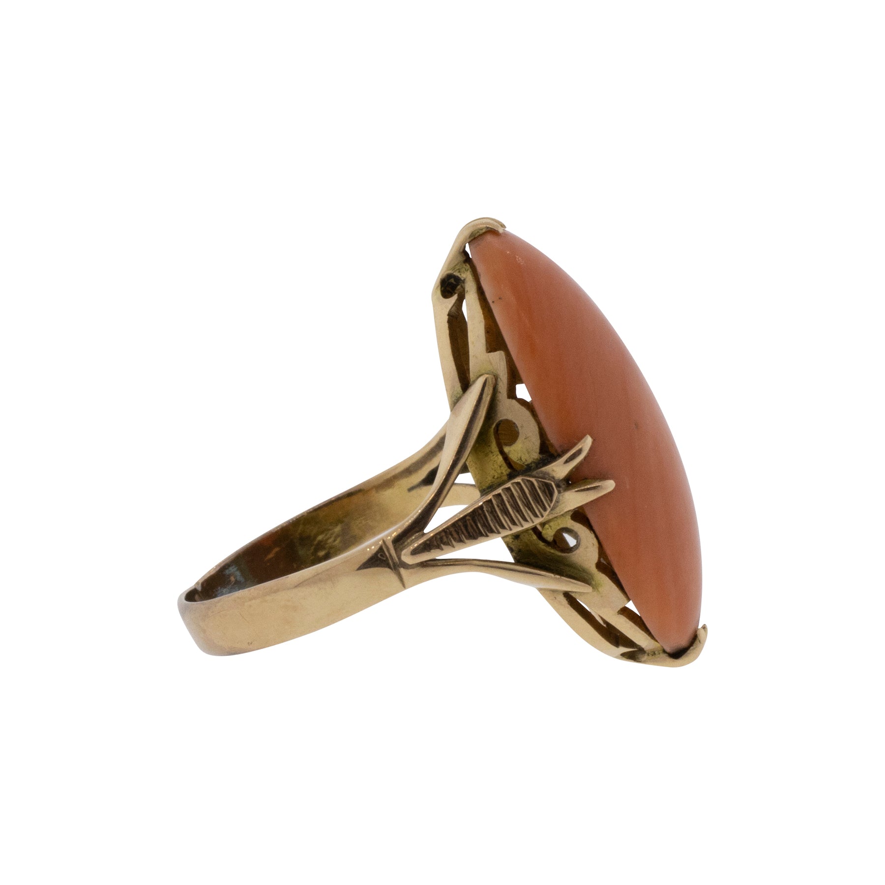 Victorian Coral Split-Shank Ring