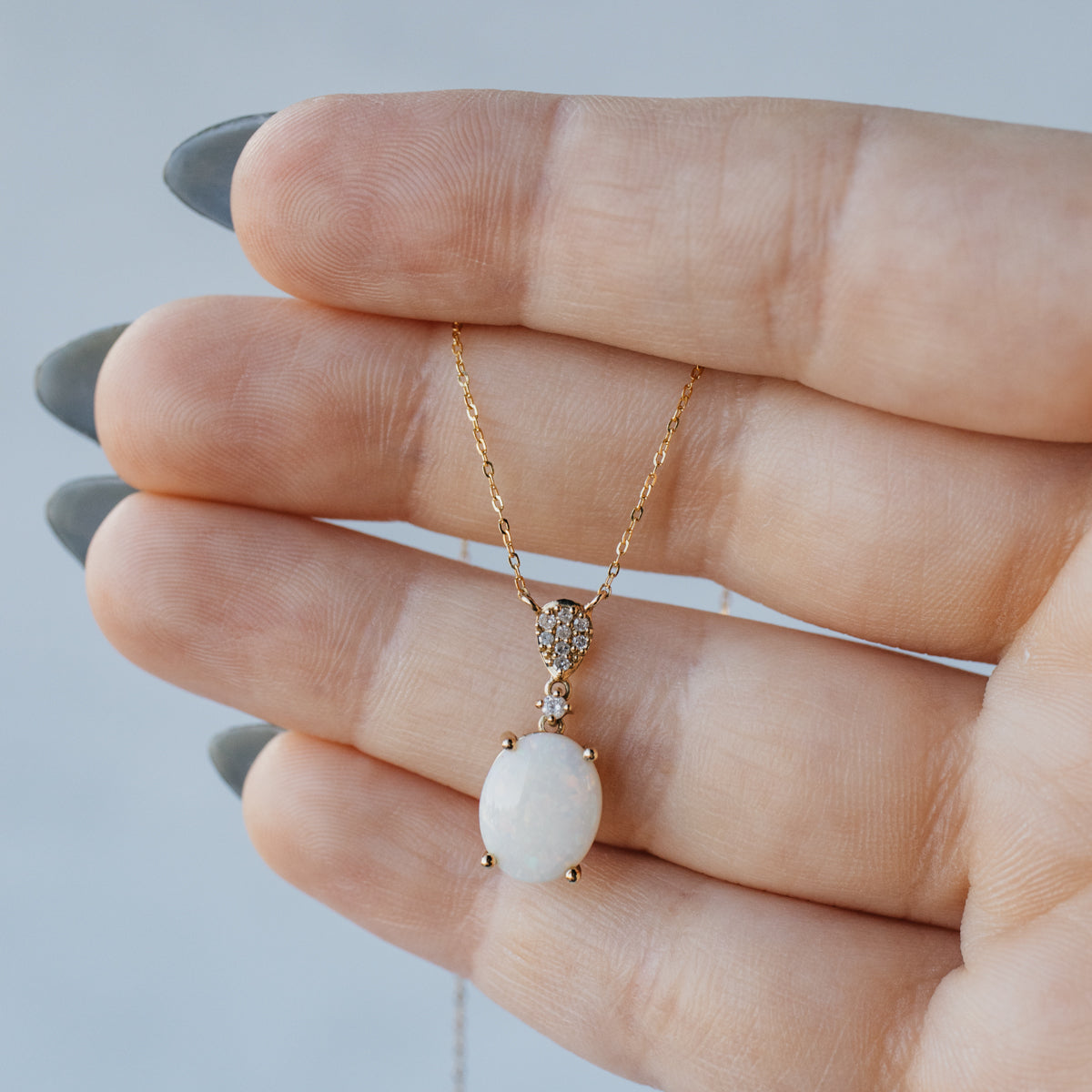 Opal and Diamond 14K Yellow Gold Pendant Necklace