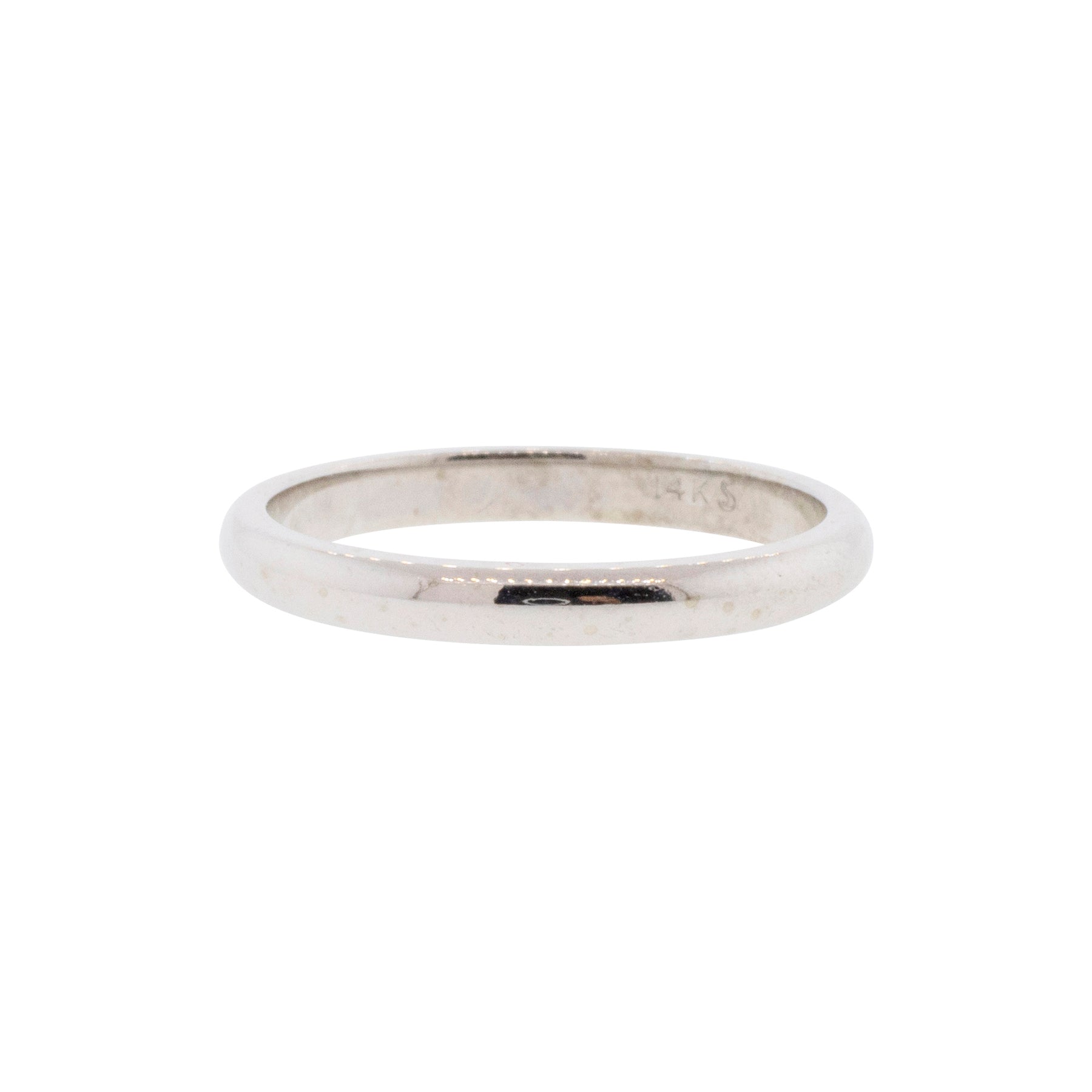 14K White Gold Half-Round Band