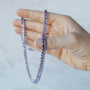 14K White Gold Oval Tanzanite Line Necklace