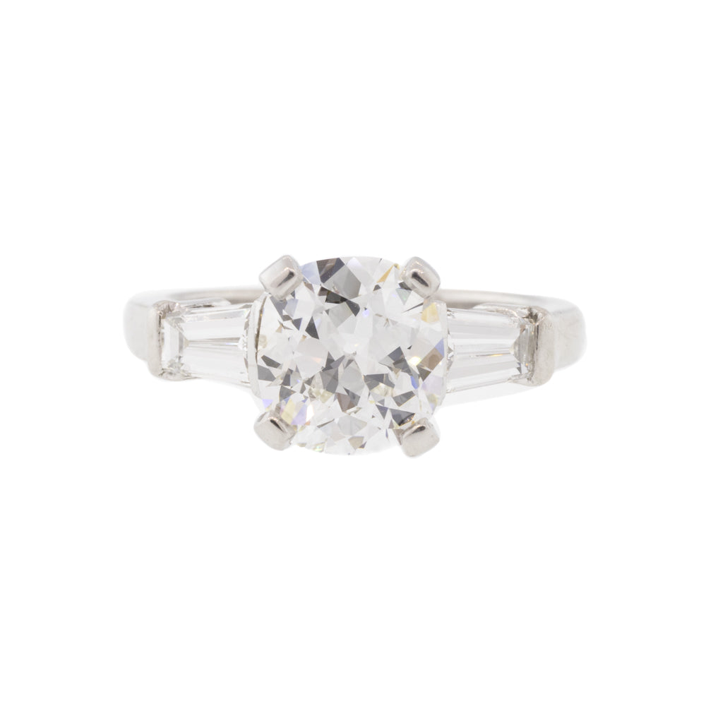 Art Deco Platinum 1.64ct Three Stone Diamond Ring