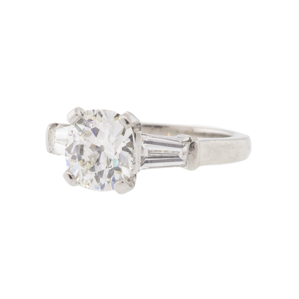 Art Deco Platinum 1.64ct Three Stone Diamond Ring