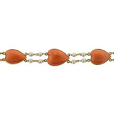 Vintage Coral and Pearl Double Line Bracelet