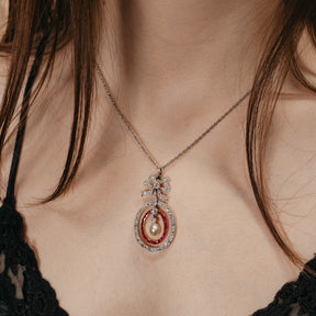 La Belle Epoque Pearl & Ruby Platinum Overlaid Yellow Gold Necklace