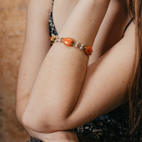 Vintage Coral and Pearl Double Line Bracelet