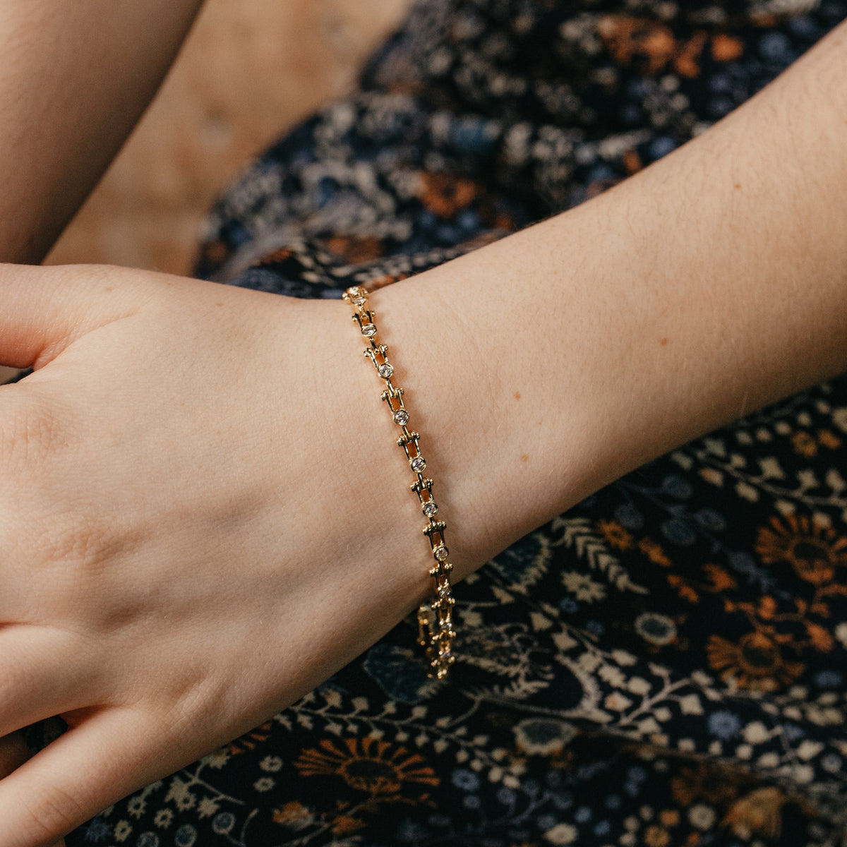 Jax Link Style Bezel Set Diamond Bracelet