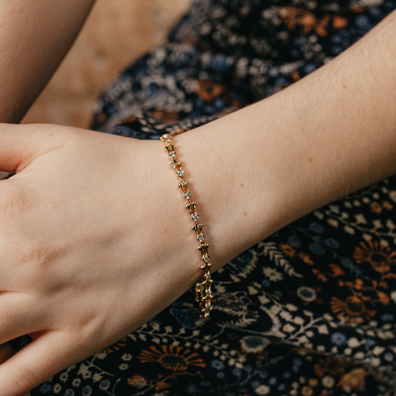 Jax Link Style Bezel Set Diamond Bracelet