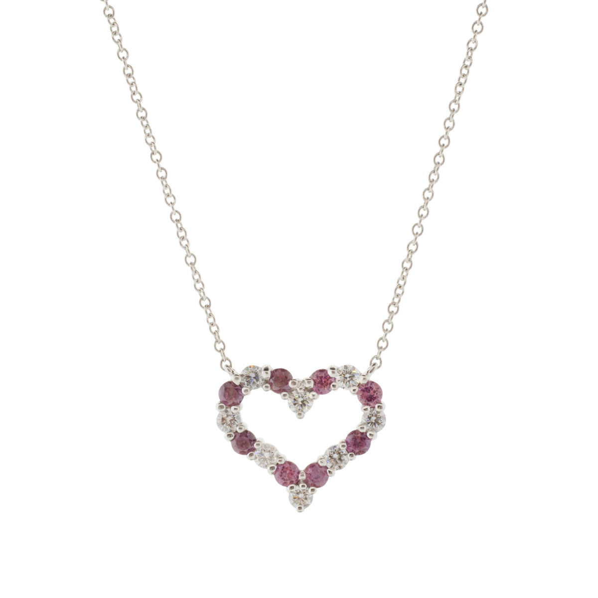 Tiffany & Co. Pink Sapphire and Diamond Heart Necklace