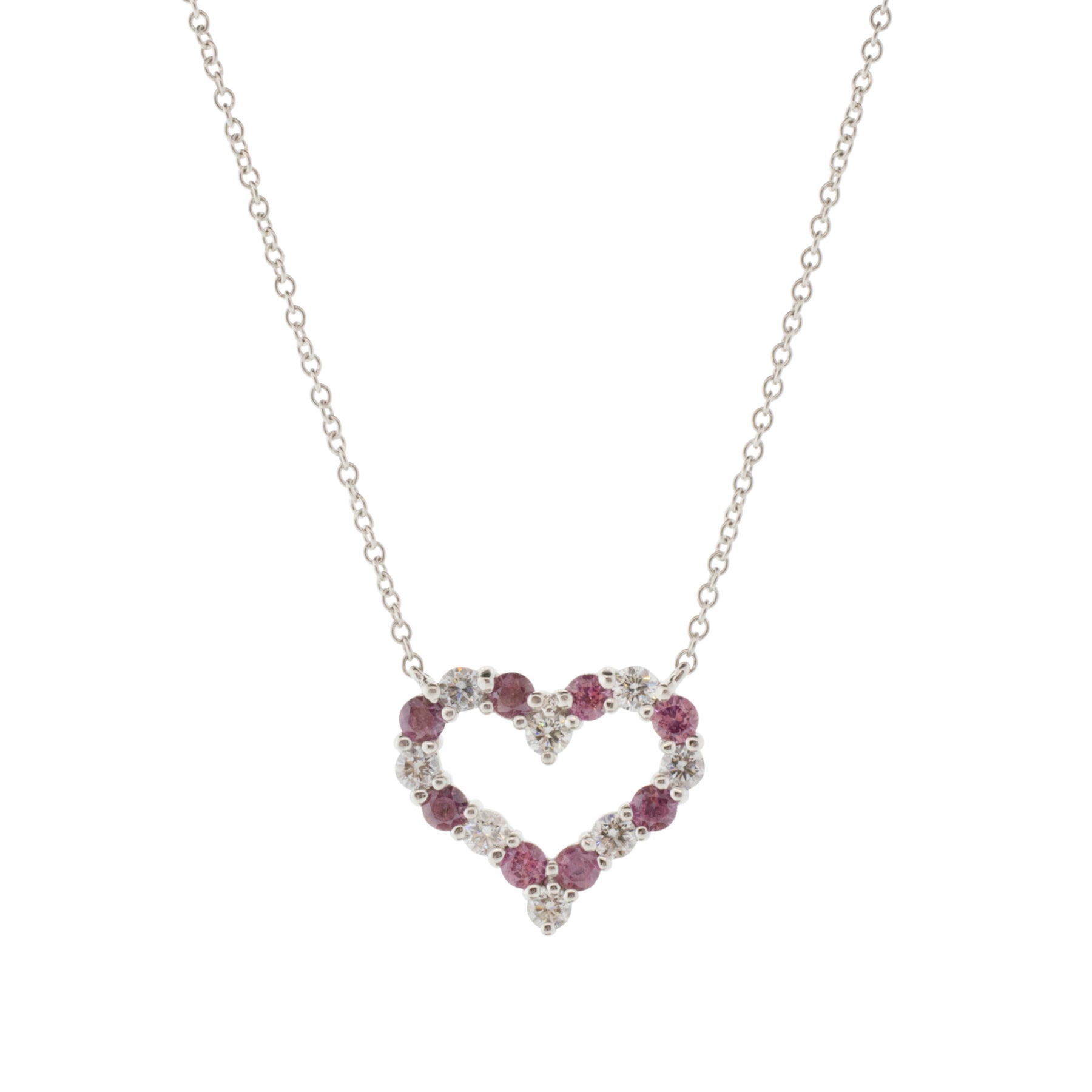 Tiffany & Co. Pink Sapphire and Diamond Heart Necklace