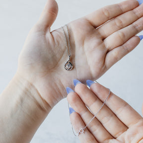 Freeform 18K White Gold Solitaire Diamond Pendant Necklace