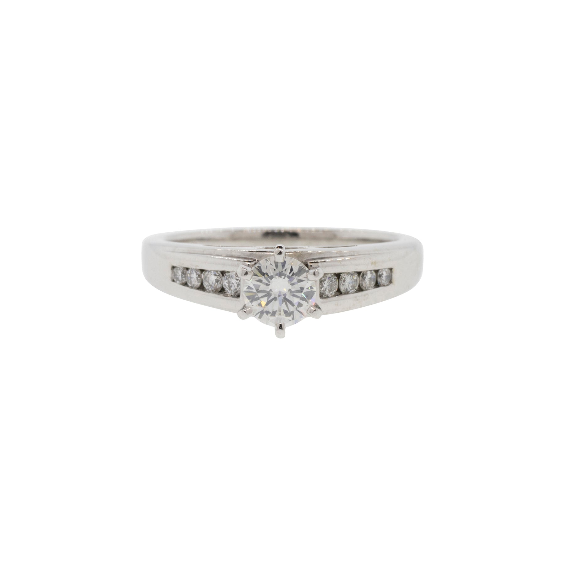 Channel-Set Accented Solitaire Diamond Engagement Ring